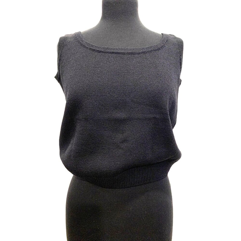 St John Basics Black Santana Knit Cropped Tank Sweater Size S